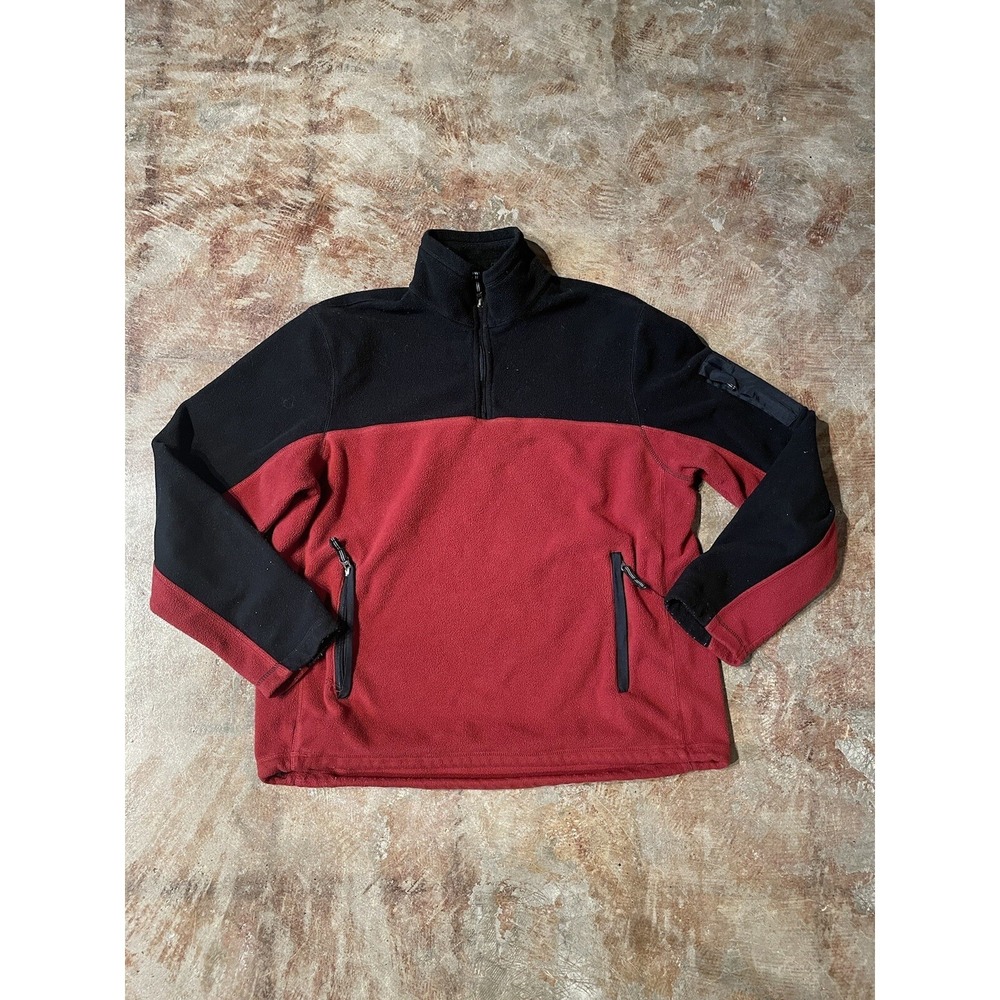 Vintage 90s‎ GAP Fleece Black Red Pullover Jacket Men's Sz L